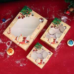 Özel baskılı kırmızı beyaz Kraft kağıt ambalaj <span class=keywords><strong>2</strong></span> 4 6 12 delik açık pencere ile noel Cupcake kutuları - Product Image 4