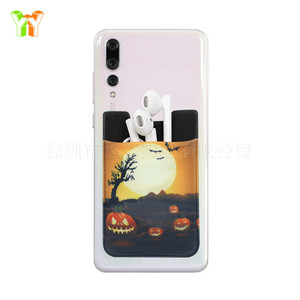 Pegatinas personalizadas para la parte trasera del teléfono y soportes para tarjetas navideños, pegatinas para teléfono de tela Lycra con patrón de transferencia térmica, regalo promocional - Product Image 2