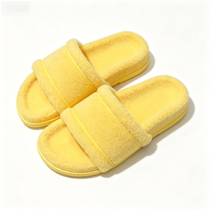 Home Women Royal Blue Microfiber Fleece Faux Fur <b>Slippers</b> Cross Strap Flat Sole Study Room Low Price Welcome Inquiry Modern Lady - Product Image 2