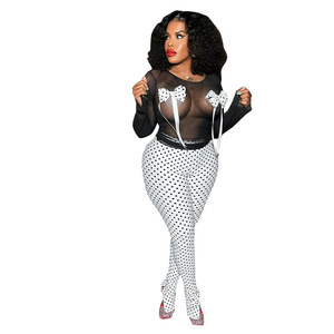 Completo Sexy da Donna: Top Corto in Rete Trasparente con Fiocco e Pantaloni a Pieghe, Set Due Pezzi Traspirante - Product Image 1
