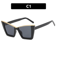 Gafas de Sol de Moda al por Mayor, Estilo Ojo de Gato, Extragrandes, con Bisagras Metálicas, Montura de PC de Lujo, Protección UV400, Ligeras, para Fotografía Urbana y Pasarela