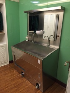 Hochey Medical WB-H2 Modelo Más Vendido <span class=keywords><strong>de</strong></span> Lavabo Doble <span class=keywords><strong>de</strong></span> Acero Inoxidable para Uso Médico con Diseño <span class=keywords><strong>de</strong></span> Respaldo Alto - Product Image 3