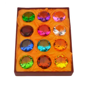 Juego de Cajas de Regalo, 12 piedras de nacimiento, pisapapeles, diamantes de cristal, 35mm