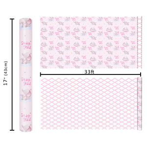 Factory Wholesale Double Side Printed Pink Baby <b>Elephant</b> <b>Gift</b> Wrapping Paper Custom Size Logo Baby Girl Present Packaging Paper - Product Image 6