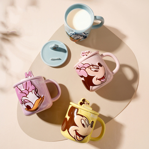 Mug en céramique <span class=keywords><strong>Mickey</strong></span> <span class=keywords><strong>Minnie</strong></span> Donald Duck Daisy avec support pour téléphone, couvercle et support, tasse à café mignonne pour enfants - Product Image 2