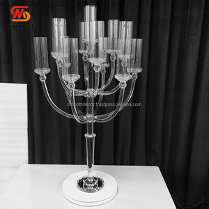 Candelabro de Mesa Rectangular de Metal Dorado Transparente de 130 cm de Alto con Diseño de Espejo y 13 Brazos para Bodas, Venta al por Mayor - Product Image 6
