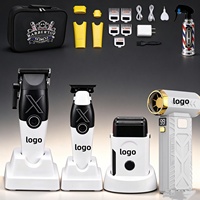 Kit de barbier professionnel 5 en 1, tondeuse à cheveux, coupe-cheveux, après-rasage, vaporisateur nano et ventilateur turbo avec boîte cadeau portable