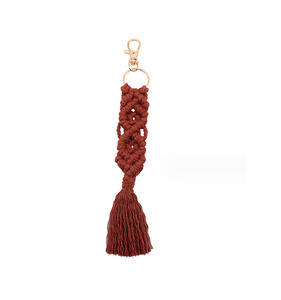 Handmade Cotton Mini Macrame Keychain Boho Macrame Keychain With <strong>Tassel</strong> <strong>for</strong> Car <strong>Key</strong> Purse Phone Wallet - Product Image 2
