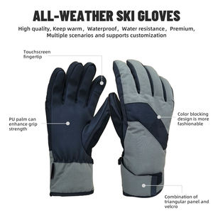 Gants de ski d'hiver en gros OEM, compatibles avec les écrans tactiles, blocage des couleurs, imperméables, chauds, à doigts séparés, unisexe - Product Image 2