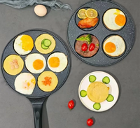 Poêle à gaufres et crêpes moderne, écologique, mini, portable, en fonte, à sept trous, antiadhésive, pour le petit-déjeuner, les œufs, les omelettes, la friture