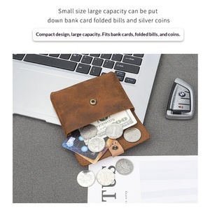 <span class=keywords><strong>กระเป๋า</strong></span>ใส่บัตรมินิทำมือสไตล์เรโทรแบบใหม่ หนังวัวแท้ ใช้เป็นกระเป๋าใส่เหรียญและใส่หูฟัง - Product Image 3