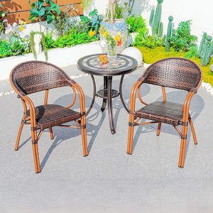 Silla de Ratán para Exteriores, Mesa de Ingeniería, Jardín, Ocio, Impermeable, Apilable, Moderna, Restaurante, Cafetería - Product Image 6