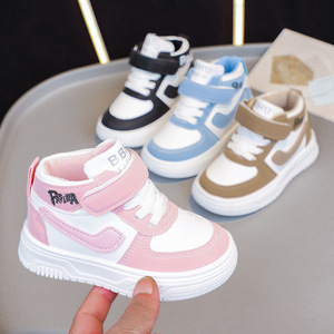 Children's Platform High-Top Board <strong>Shoes</strong> Breathable Wear-Resistant PU Waterproof <strong>Velcro</strong> Closure Casual Sports <strong>Shoes</strong> for Girls - Product Image 2