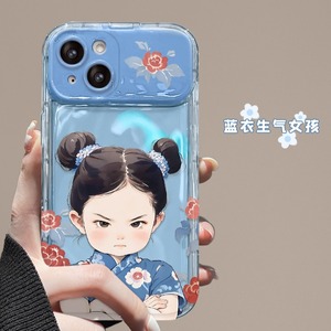 Cover per Cellulare in TPU con Stampa Cartoon Ragazza Arrabbiata e Supporto a Specchio per Fotocamera per iPhone 7 8 X Xr XS 11 12 13 14 15 16 Pro 17 - Product Image 2