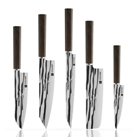 Ensemble de couteaux de cuisine de style japonais 5 pièces, acier à haute teneur en carbone 50Cr15MoV, couteaux de chef professionnels avec manche en ébène octogonal