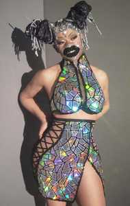 <span class=keywords><strong>2022</strong></span> nuevo producto Idea Spot Color lentejuelas Falda Mujer vestido y faldas Sexy Hollow Beach falda con flecos Showgirl disfraz Carnaval - Product Image 2