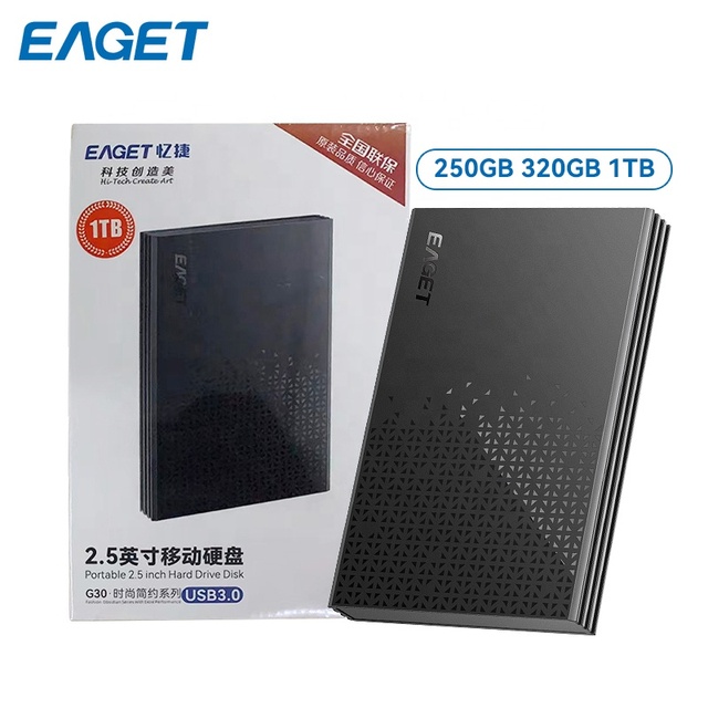EAGET G30 Custom LOGO Portable HDD 5Gbps ABS 250GB/320GB/1TB Hard Drives SSD Disco Duro Externe Festplatte External Hard Drive