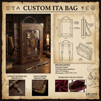 Sac à dos Ita Bag Grimoire Gothique Dark Academia Personnalisé en Cuir PU avec Doublure en Velours Bordeaux, Présentoir pour Épingles de Livre de Sortilèges Sorcière