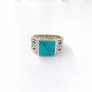 Anillo de Turquesa, Plata de Ley 925, Anillo de Piedras Preciosas, Ajustable, Turquesa Hecha a Mano, Colección de Anillos Finos, Joyería de Plata, Precio al por Mayor - Product Image 3