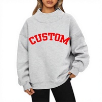 Pull en maille polaire personnalisable à col montant et manches longues pour femme, style décontracté, avec logo frontal – Collection Hiver