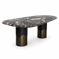 Table à manger en marbre italien avec base en métal, mobilier de salle à manger moderne et luxueux, solution tout-en-un