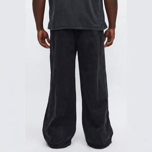 Jean en denim délavé coupe large pour homme, taille mi-haute, coupe ample, couleur unie, en coton, style décontracté, collection automne - Product Image 1