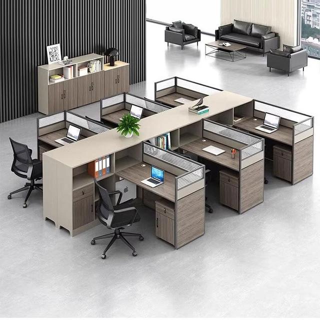 Commercial Modern Wooden Modular Office Work Desk Staff Workstation Partition Computer Workstation