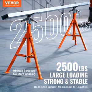 DB pour vente en gros Heavy Duty Pipe Jack Stands 2500LBS Capacité 27.2 \ "-52 \" Réglable V Head Stand 45 # Machines Équipement Industriel - Product Image 2