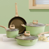 Santé et sécurité du ménage 20/24/28/32cm en aluminium cuisson antiadhésif double oreille soupe pot avec couvercle en verre