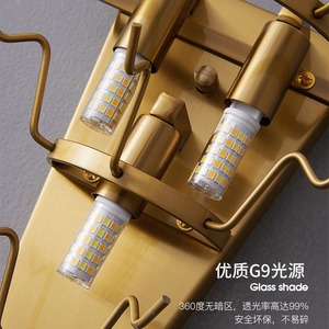 โคมไฟติดผนังครึ่งวงกลมหรูหราทำจากทองแดงแท้ ประดับคริสตัล ใบไม้ และเปลือกหอย สำหรับห้องนั่งเล่นและห้องนอน ขายส่ง - Product Image 4