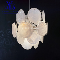 Lampu Gantung Vintage Abad Pertengahan Prancis, Kaca Berbentuk Awan Putih Bertumpuk, Mewah untuk Ruang Tamu, Ruang Makan, Kamar Tidur di Villa.