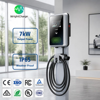 Stasiun Pengisian Daya AC Cerdas 7KW Tipe 2 Satu Fasa untuk Kendaraan Listrik (EV) dengan WiFi, RFID, CE, TUV, Kompatibel OCPP, Kontrol via Aplikasi WrightCharge
