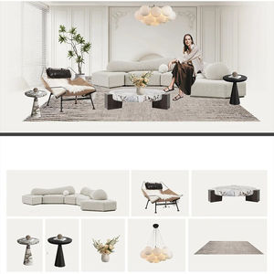 Sofá moderno de tela con forma de cuero para sala de estar, hotel, villa, apartamento, centro comercial o sótano - Product Image 5