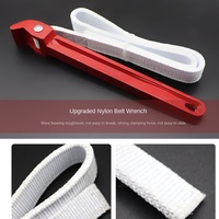 Llave de filtro de lona engrosada, ajustable, para quitar cartuchos de filtro de aceite, hecha de aleación de aluminio, herramienta manual de doble uso, sin esfuerzo