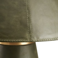 Lampe de table moderne en cuir vert olive avec base en laiton et abat-jour en cuir, lampe de chevet pour chambre à coucher, salon, bureau