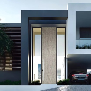 Porte d'entrée principale extérieure 2026 en aluminium moulé, pivotante en acier avec lumière latérale bleue, pour entrée sécurisée - Product Image 5