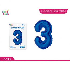 Ballon Mylar numéro 3 bleu profond de 32 pouces pour les décorations de fête - Product Image 1
