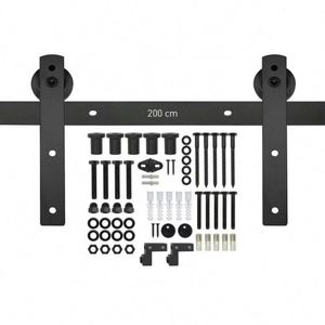 WEKIS 6.6ft Brass Carbon Steel Double Barn Door Hardware Modern Industrial Sliding Door Electric <b>Remote</b> <b>Control</b> Soundproof - Product Image 2