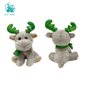 Peluche de Reno suave personalizado para Navidad, animales de peluche con bufanda roja, LOGO bordado - Product Image 3