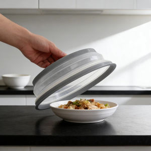 Gran tapa protectora de silicona para microondas de 12 pulgadas, ventilada y plegable, para platos y tapas, y tapete redondo de cocina para alimentos - Product Image 1