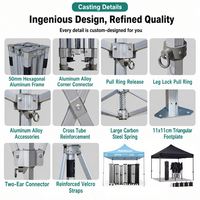 Tente de camping gonflable pop-up en aluminium pour l'extérieur, pliable rapidement, 3*3m, 3*6m, 4*4m, OEM