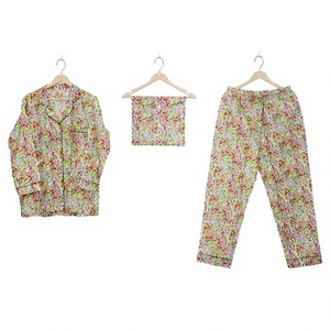 Ensemble de pyjama en coton indien ultra doux pour femmes motif floral pantalon de chemise de nuit léger vêtements de nuit de salon personnalisés grande taille - Product Image 1