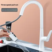 Robinet de cuisine monocommande en laiton céramique multifonctionnel 360° chromé brossé, mitigeur extractible gourmet pour eau chaude et froide