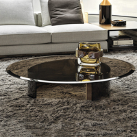 Factory Supply Cheap Price Circle Metal Tempered Glass Stainless Steel Coffee Table