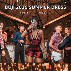 BuJi 2026 <b>Summer</b> Women Solid <b>Vintage</b> Worsted Anti-static Patchwork <b>Dress</b> - Product Image 2