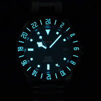 Reloj Automático Analógico GMT Miyota NH34 de Titanio de Edición Limitada de Lujo con Logotipo Personalizado de Marca, Resistencia al Agua de 20 Bares, Cierre Plegable
