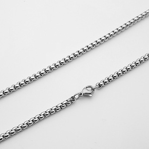 Stainless Steel <strong>Silver</strong> Box <strong>Chain</strong> Dainty Men <strong>Long</strong> Necklace Pearl Link <strong>Chain</strong> Men Jewelry - Product Image 5