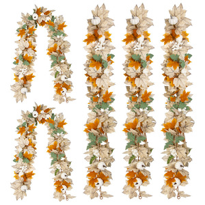 Guirnalda artificial de hojas de arce en stock, decoración de mesa de comedor para el hogar, planta verde, guirnalda artificial de otoño para Acción de Gracias y Halloween - Product Image 4