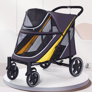 Poussette pour chien en tissu Oxford 600D, très vendue, grande poussette de voyage pliable et portable pour animaux de compagnie, style tendance, transparente, pour grands chiens et chats - Product Image 5