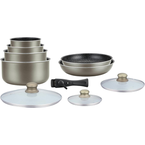Juego de Ollas y Sartenes de Aluminio de 9 Piezas de Alta Calidad, Modernas, con Revestimiento Cerámico Antiadherente, Aptas para Horno y Lavavajillas, con Asas Desmontables, para Inducción - Product Image 1